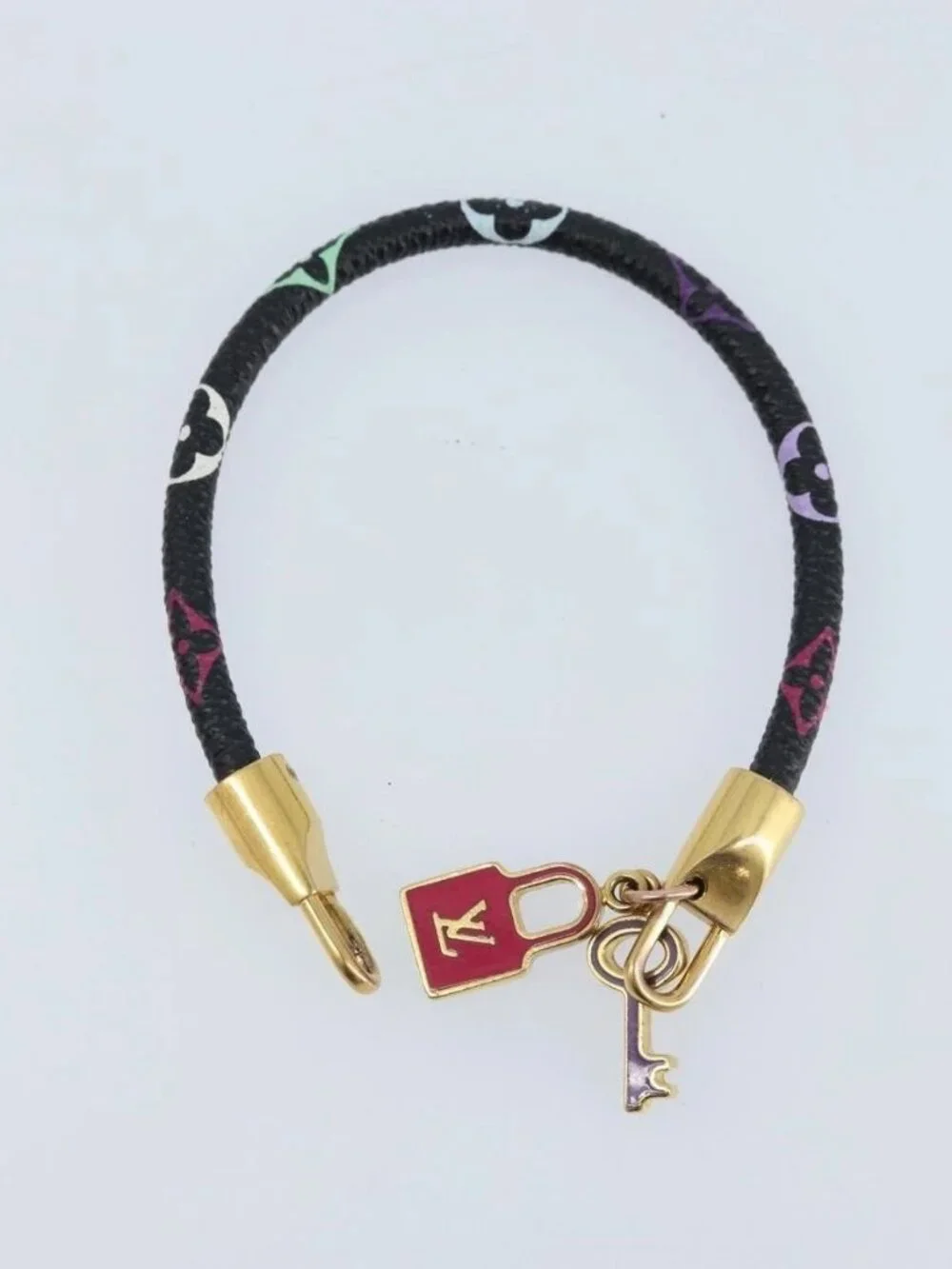 LOUIS VUITTON Multicolor Bra Rubbed Lach It Bracelet Black M6603F Auth ka2772M - Picture 2 of 13
